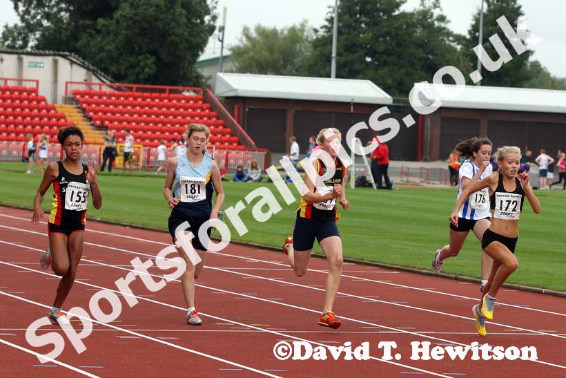 Girls under-13s 100 metres at the Gateshead Tartan Games Open.